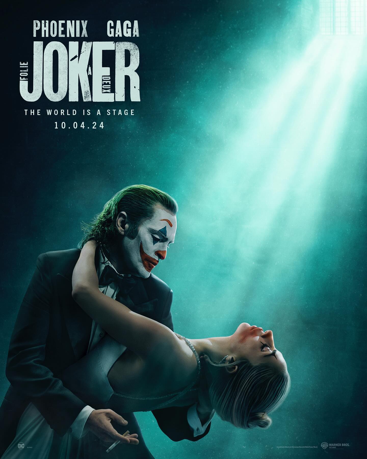 Joaquin Phoenix e Lady Gaga estrelam o primeiro pôster de Joker: Folie á Deux (Coringa 2) e primeiro trailer para 9 de abril de 2024.